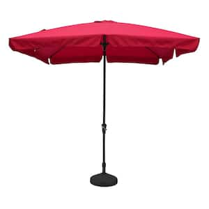 8 ft. x 10 ft. Square Crank Design Skirt with Skylight Outdoor Market Umbrella in Red with Base