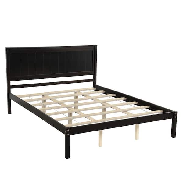 Espresso Queen Size Platform Bed with Headboard
