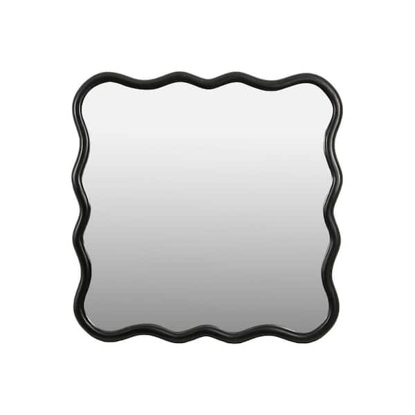 Miscool Anky Black 36 in. W x 36 in. H Square Wooden Framed Decorative Wall Mirror, Bathroom Vanity Makeup Mirror