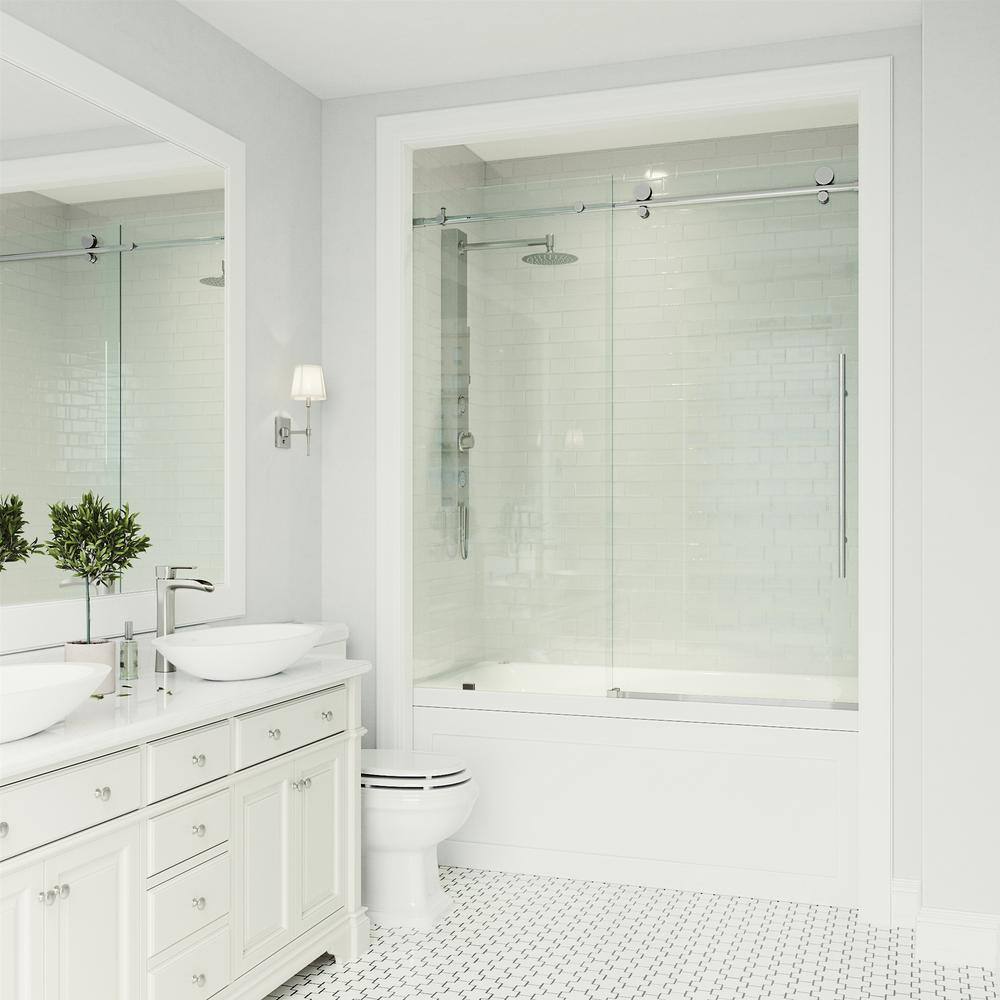 Elan E-Class Chrome Frameless Sliding Tub Door with Clear Glass
