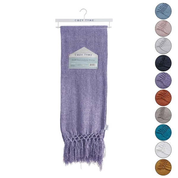 COZY TYME Susanna Purple Chenille Polyester 50 in. x 60 in. Throw