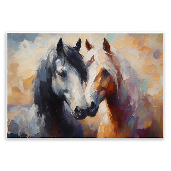 Hugging Horses Painting by Ramona Murdock Unframed Graphic Art Print Animal 10 in. x 15 in.