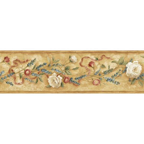 The Wallpaper Company 6.13 in. x 15 ft. Brown Earth Tone Floral Trail Border