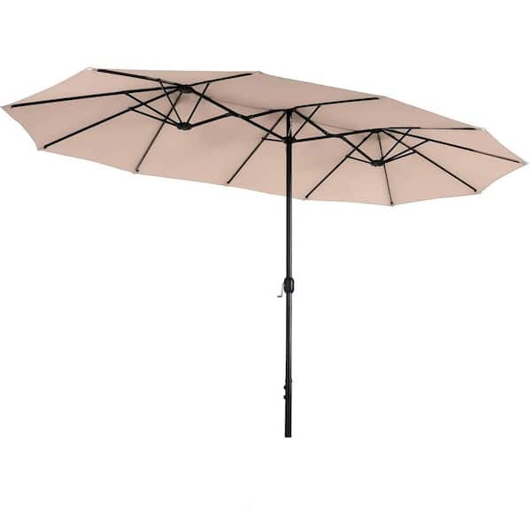 PHI VILLA 13 ft. Market Patio Umbrella 2-Side in Beige