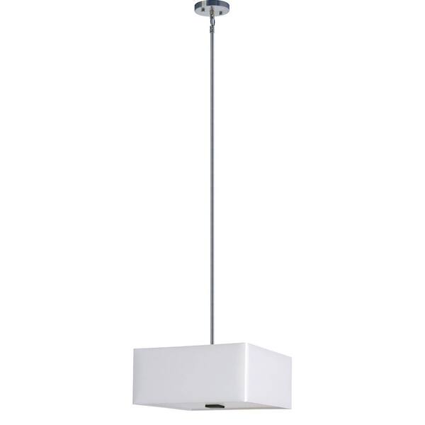 Illumine 3-Light Satin Steel Chandelier with Pristine White Fabric Shade