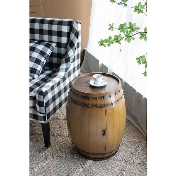 Industrial Stylish Functional Rustic Brown Wood Outdoor Drum Multi