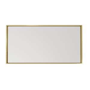 48 in. W x 30 in. H Rectangular Aluminum Square Corner Framed Wall Mount Bathroom Vanity Mirror in Brushed Brass