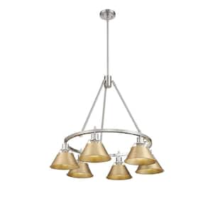 Orwell 6-Light Pewter and Brushed Champagne Bronze Chandelier