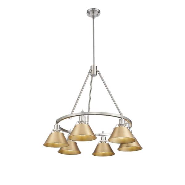 Orwell 6-Light Pewter and Brushed Champagne Bronze Chandelier