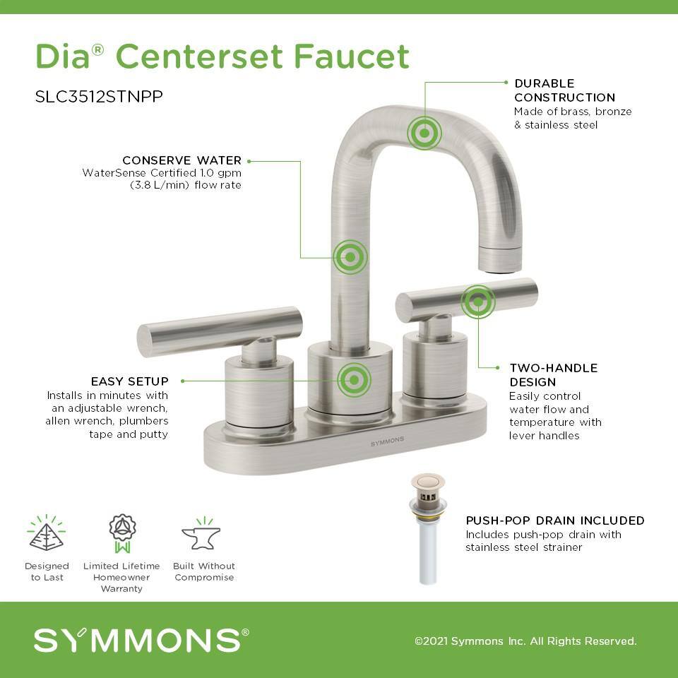 Dia Satin Nickel 4-inch Centerset Two-Handle Bathroom Faucet