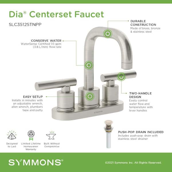 Symmons Dia 4 in. Centerset Two-Handle High Arc Bathroom Faucet