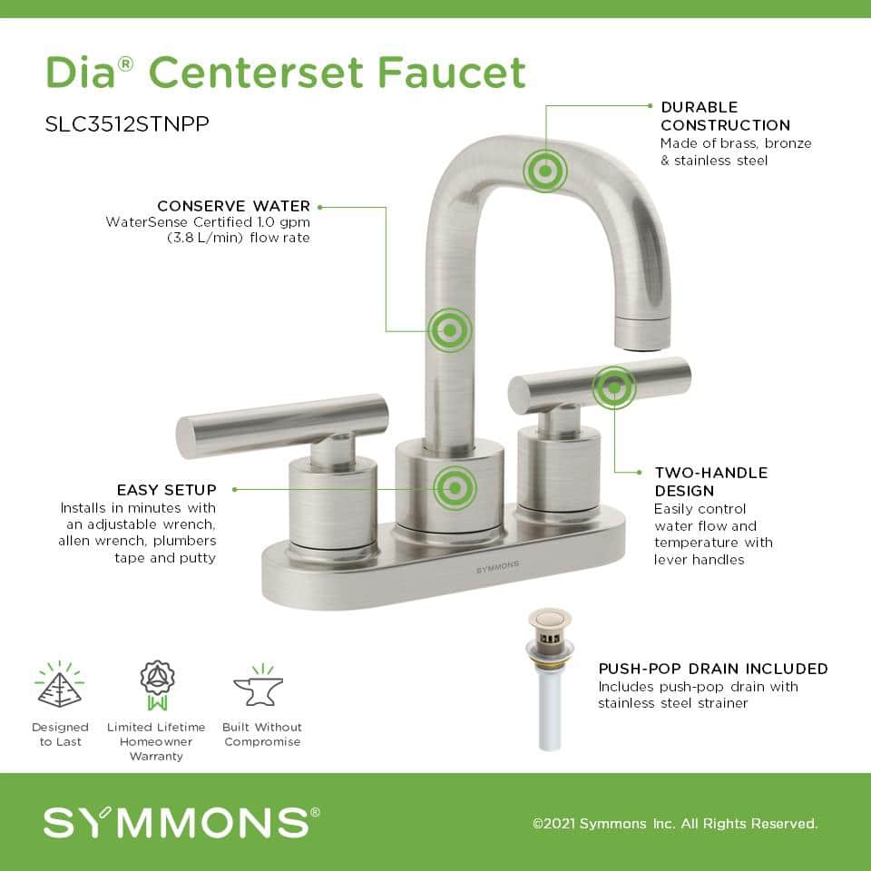 Dia Satin Nickel 4-inch Centerset Two-Handle Bathroom Faucet