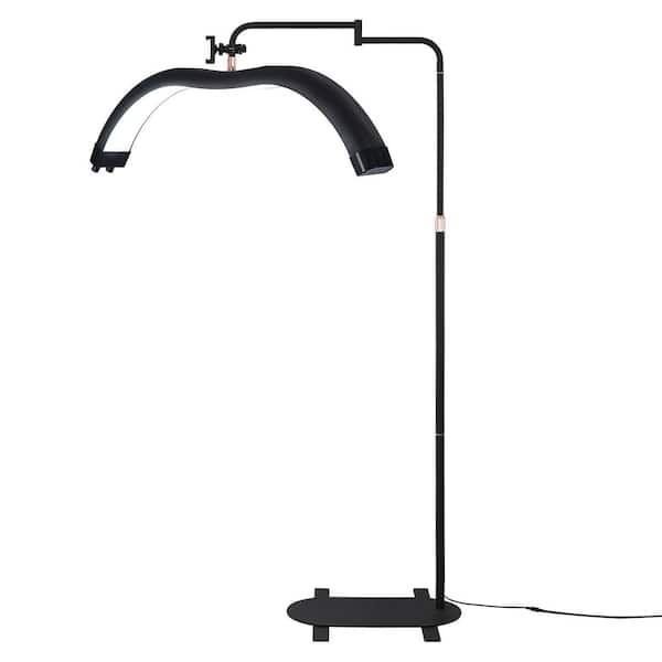 HINNIXY 71 in. Black Indoor Dimmable Eyelash Esthetician M-Arc Floor Lamp for facial, nail and tattoo care with Ajustable Hight