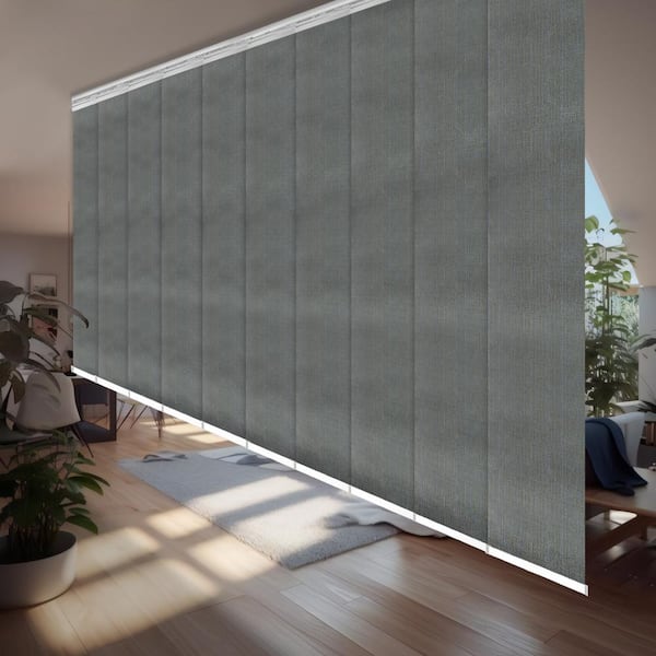 EMOH Metallic 120 in. - 218 in. W x 94 in. L Adjustable 10-Panel White Double Rail Panel Track with 23.5 in. Slates