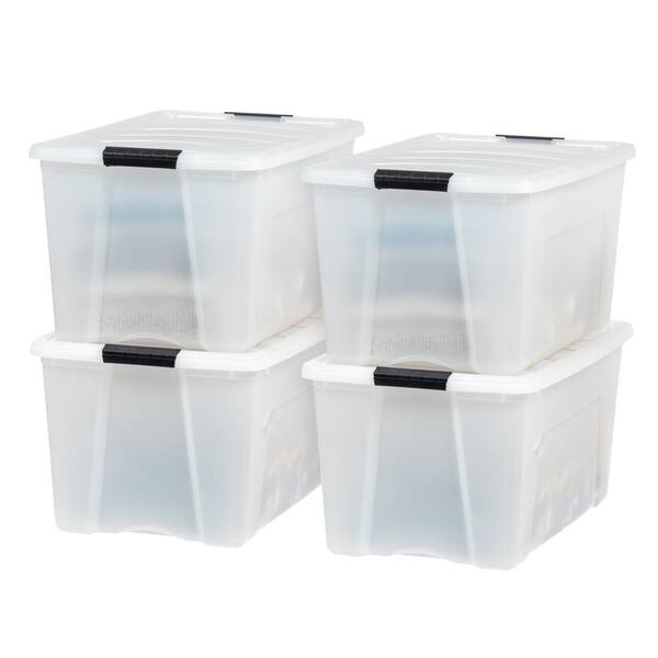 IRIS USA 70 Quart Stack and Pull Clear Nesting Latching Storage Container  Tote