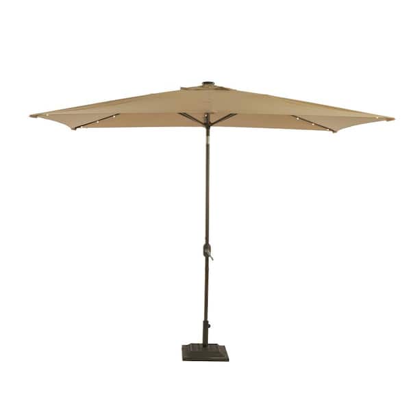 Unbranded 6.5 ft. x 10 ft. Rectangular Steel Solar Patio Umbrella in Sand