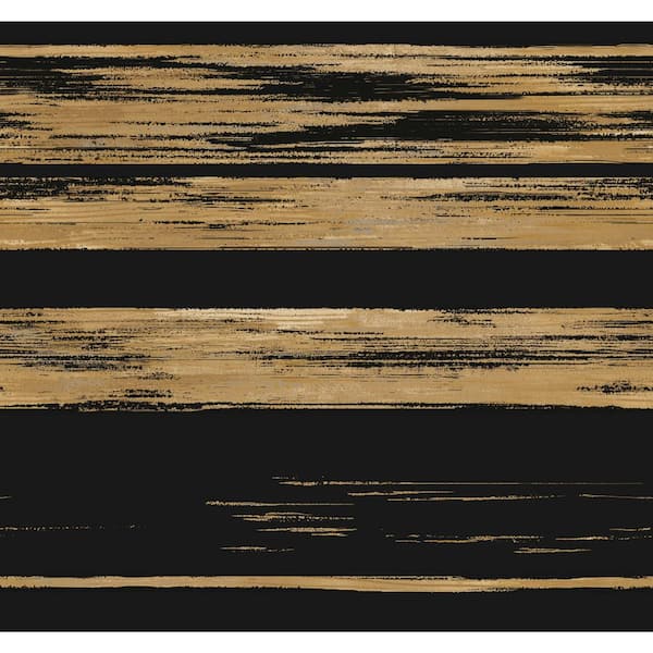 York Wallcoverings Ronald Redding Black and Gold Horizontal Dry Brush Paper Unpasted Matte Wallpaper (27 in. x 27 ft.)