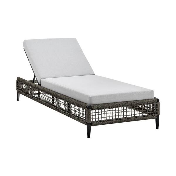 Armen Living Felicia Black Aluminum Outdoor Chaise Lounge with Light