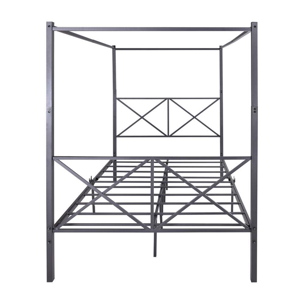 55 in. W Black Full Metal Canopy Bed Frame with XShaped Frame YDLQW84891 The Home Depot