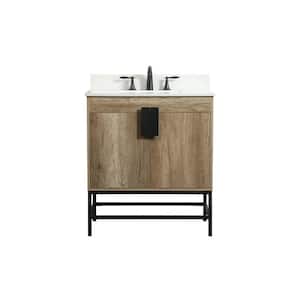 Timeless Home 30 in. W x 19 in. D x 33.5 in. H Bath Vanity in Natural Oak with Ivory White Top