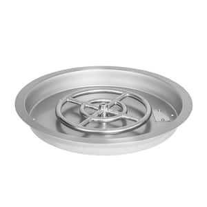 19 in. Round Stainless Steel Round Drop-In Fire Pit Pan with 12 in. Burner