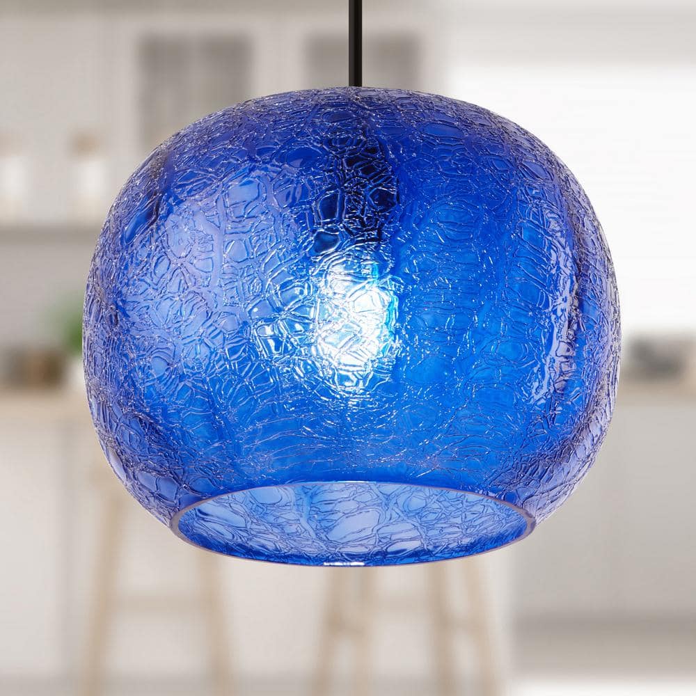 Lily 25-Watt 1-Light Black Globe Pendant with Colored Blue Blown Glass Shade price history on PriceWatchPro