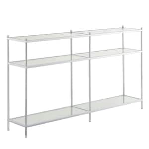 Royal Crest 54 in. Chrome Standard Height Rectangle Glass Top Console Table with 3-Tiers