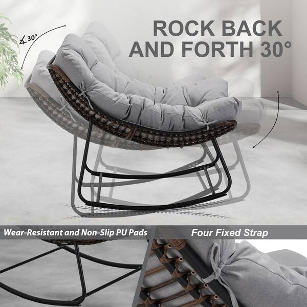 SFY✩.*˚ Light Grey 36 x 46 x 34 in. Metal Outdoor Rocking Chair with