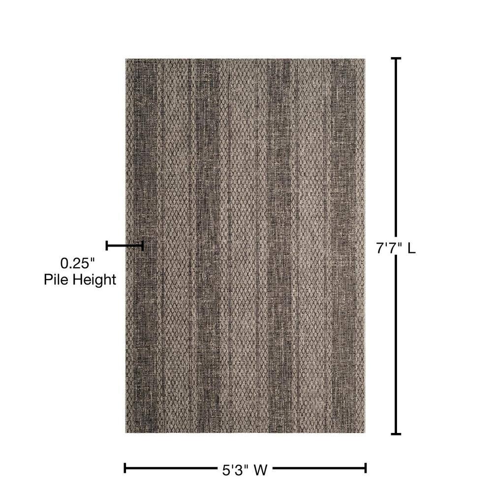 Courtyard CY8736 Power Loomed Indoor and Outdoor Area Rug - Light Grey/Black - 5'3"x7'7" - Safavieh
