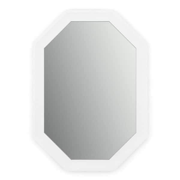 Delta 33 in. W x 46 in. H (L3) Framed Octagon Standard Glass Bathroom Vanity Mirror in Matte White