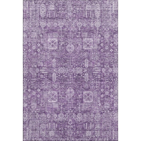 Mayfield Premium Machine Washable Indoor/Outdoor Geometric AMF637 Purple 8 ft. x 10 ft. Area Rug