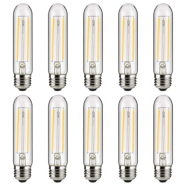 25-Watt Equivalent 4.96 in. Linear Tube T10 E26 Base LED Light Bulb 3000K (10-Pack)