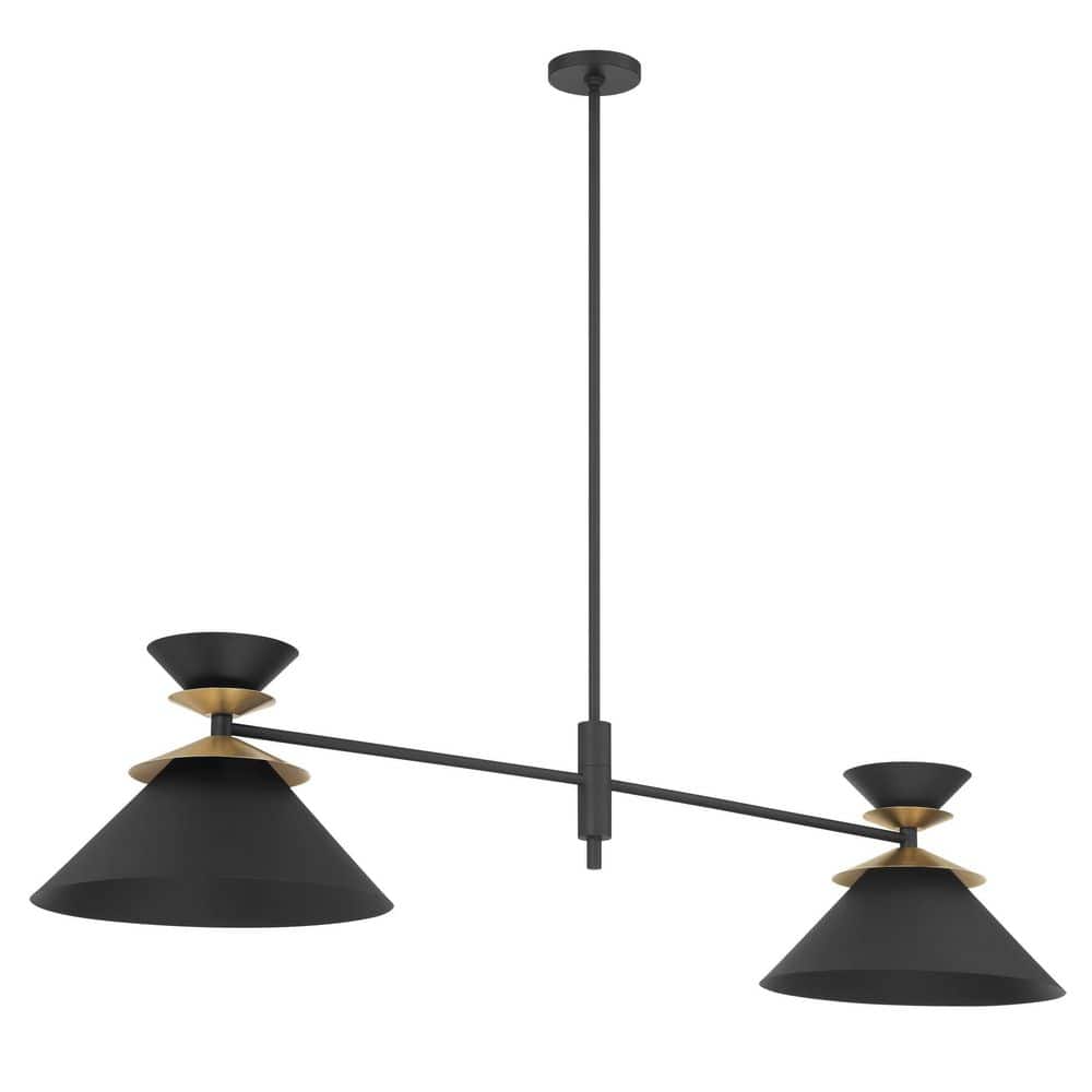 Tremolo 60-inch 2-light Textured Black and Champagne Gold Linear Chandelier price history on PriceWatchPro