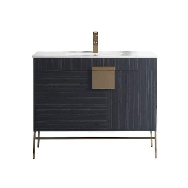 TENNANT BRAND Kuromistic 40 in.W x 18 in. D x 33 in. H Bathroom Vanity in Dawn Gray with Ceramic Top