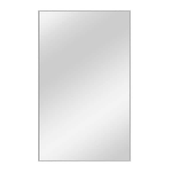 Dovelina 31.5 in. W x 51 in. H Modern Rectangular Metal Frame Silver Wall Leaning Mirror