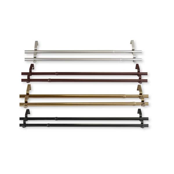 Rod Desyne 120 in. - 170 in., 13/16 in. Dia Double Curtain Rod in Black