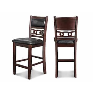 New Classic Furniture Gia 26 in. Ebony Wood Counter Chair with Black PU Seat (Set of 2)