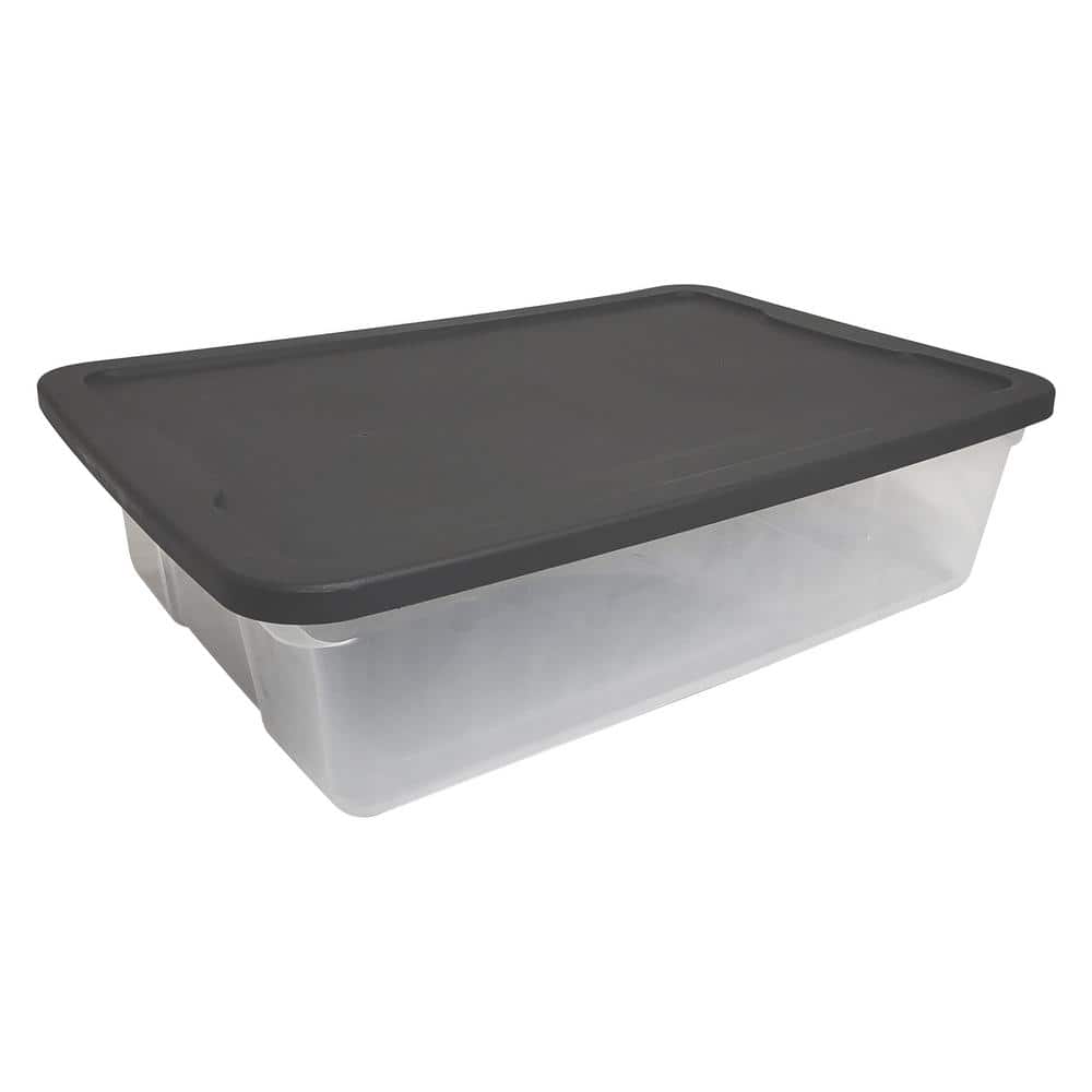 HOMZ Snaplock 28Qt. Under Bed Clear Storage Container with Gray Lid (2