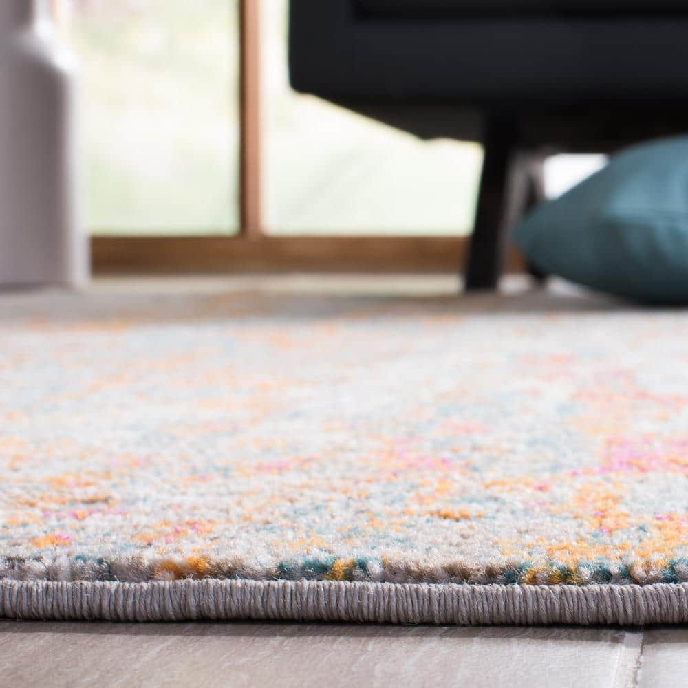 Madison 5' x 5' Square Gray and Orange Abstract Rug