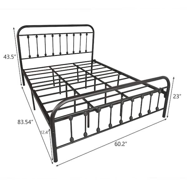 Black Queen Size Iron Bed Frame, Full Headboard On Queen Frame White