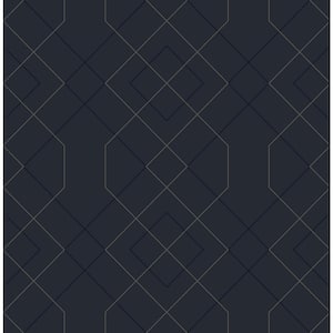 Ballard Indigo Geometric Indigo Paper Strippable Roll (Covers 56.4 sq. ft.)