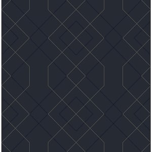 Ballard Indigo Geometric Indigo Wallpaper Sample