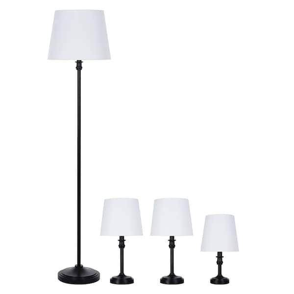 Accent Lamp Set With White Linen Shades, Alsy Floor Lamp