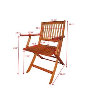 Teak Foldable Wood Outdoor Dining Chair Set of 4