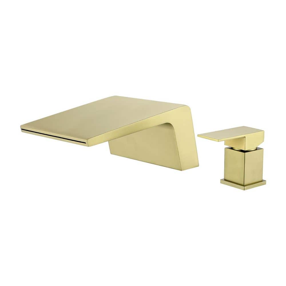 Arc Waterfall Single Handle Double Hole Bathroom Faucet in Brushed Gold price history on PriceWatchPro