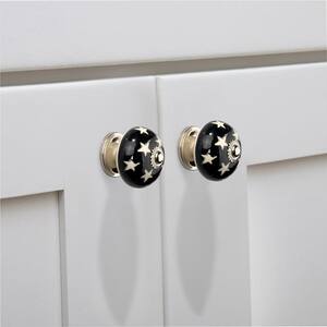 Star Constellation 1-3/5 in. (40 mm) Black and White Cabinet Knob