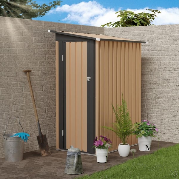 ToolCat 3x5 ft Outdoor Metal Garden Shed with Pent Roof,Side Hinge