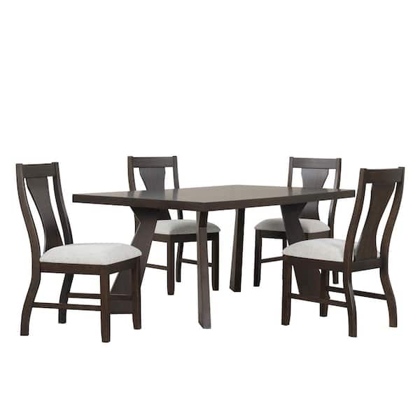 New Classic Furniture Chestnut Ridge 5-Piece Rectangular Brown Wood Top Dining Table Set Seats-4