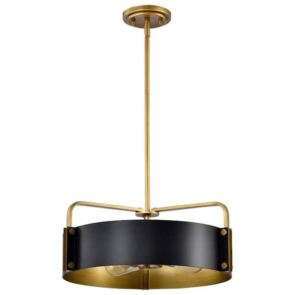 Altos 4-Light Matte Black Drum Pendant Light and No Bulbs Included