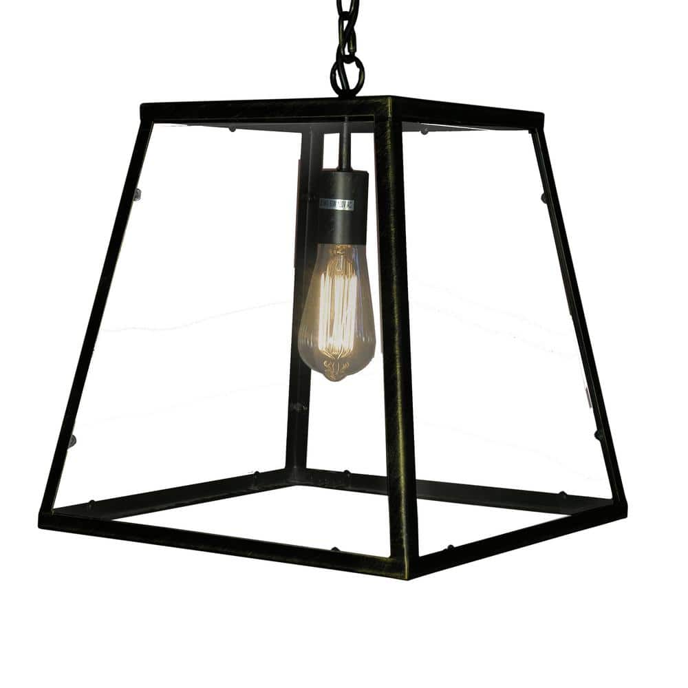 Minerva 16" Black Antique Metal Edison Pendant Lamp with Clear Glass Shade